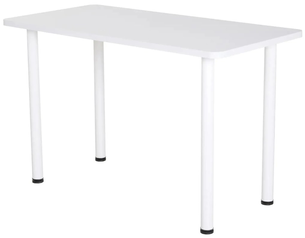 HOMCOM Mesa de Cozinha com Pés de Aço e Almofadas Ajustáveis 120x60x76cm Branco | Aosom Portugal