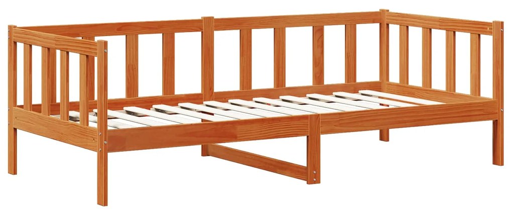 vidaXL Sofá-camas com gaveta 3 pcs Marrom Cera Madeira de Pinho Sólido