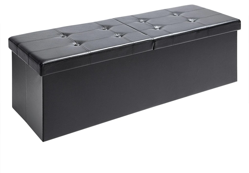 Banco arrumação 115x38x38 cm com tampa articulada preto