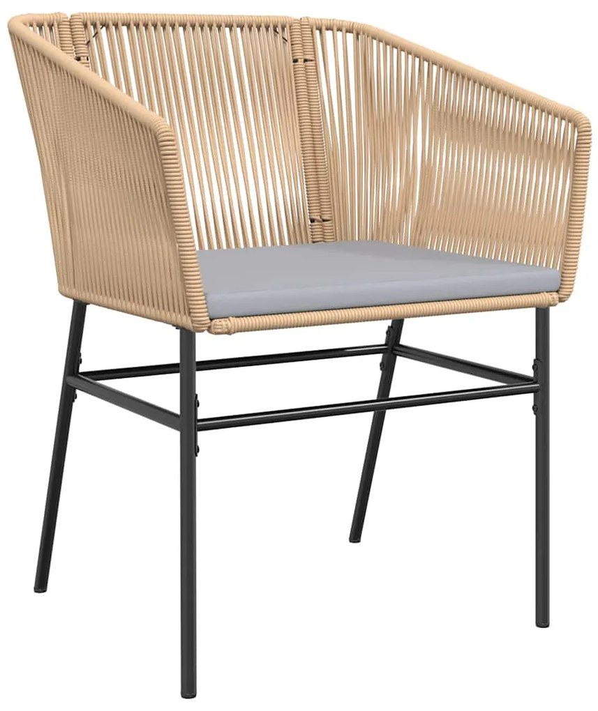 Conjunto jantar jardim 5 peças almofadas vidro vime PE castanho