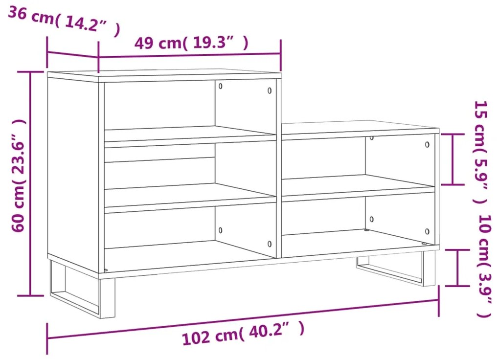 Sapateira Girona - Com 5 Prateleiras - Cor Preto - 102x36x60 cm - Deri