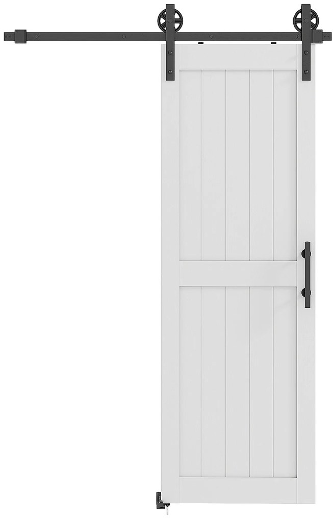 Porta de Correr Celeiro com Ferragens Porta Corredera de Interior com Puxador Rolo e Guia de Chão 71,5x213,4 cm Branco