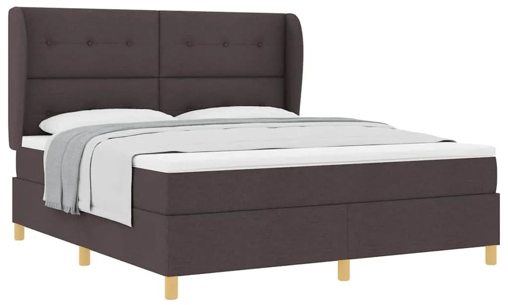 Cama Box Spring com Colchão vidaXL Marrom Escuro 180x200 cm Tecido