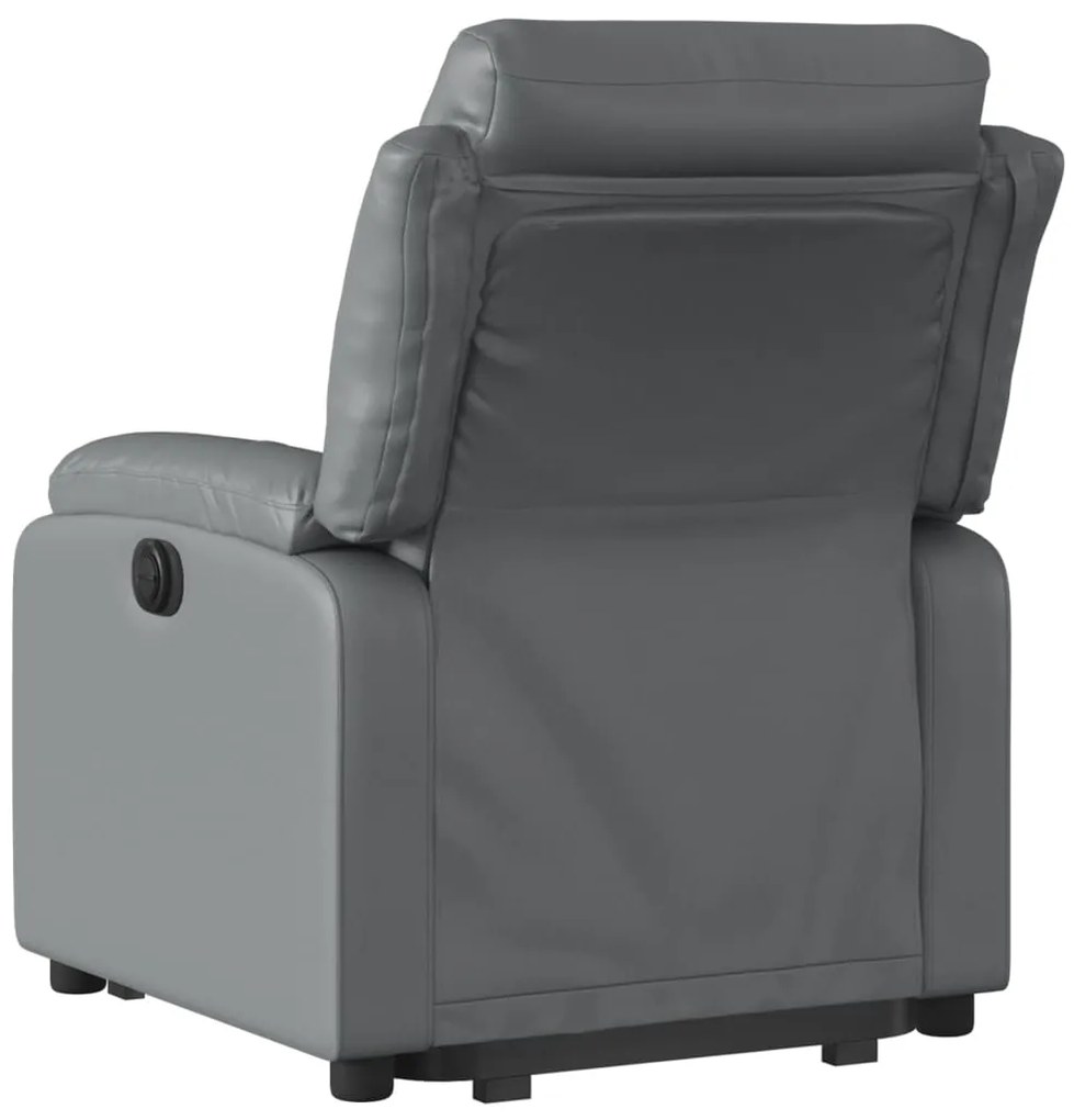 Poltrona reclinável elevatória couro artificial cinzento