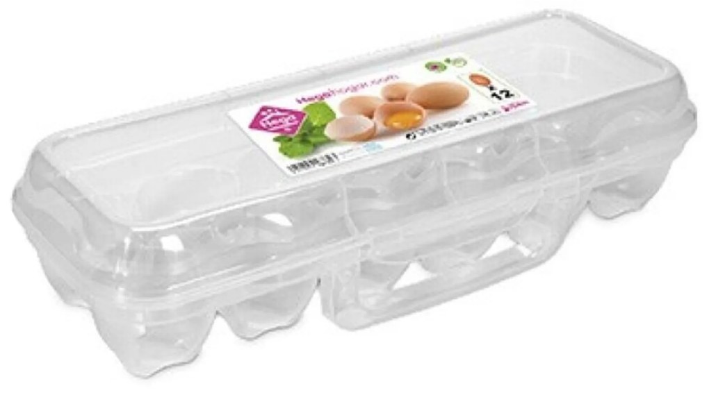 Caixa para 12 Ovos Plástico Incolor 30X15.7X7cm