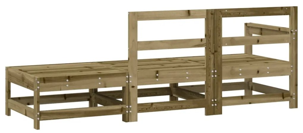 3 pcs conjunto lounge de jardim madeira de pinho impregnada