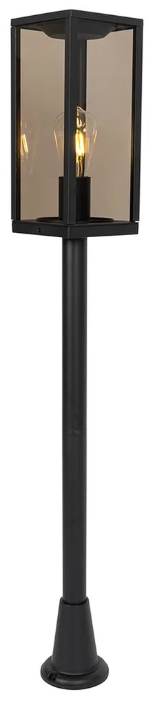 Candeeiro de pé exterior preto com fumê 100 cm IP44 - Charlois Moderno