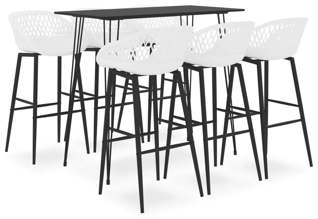 vidaXL 7 pcs conjunto de bar preto e branco