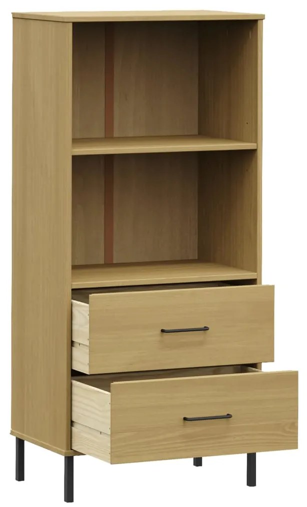 Estante c/ 2 gavetas 60x35x128,5cm madeira maciça OSLO castanho