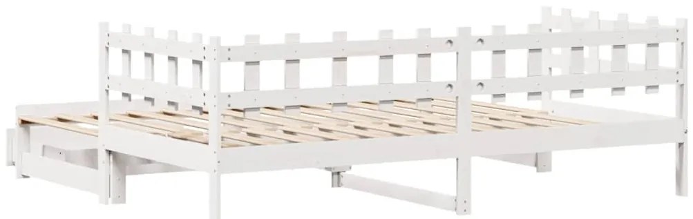 Sofá-cama com gavetão e gavetas sem colchão 90x190 cm branco