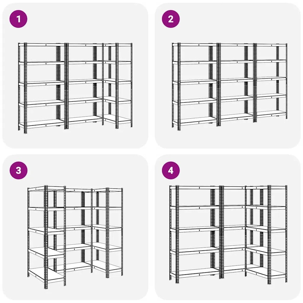 Prateleiras de armazenamento de 5 camadas 3 pcs aço prateado