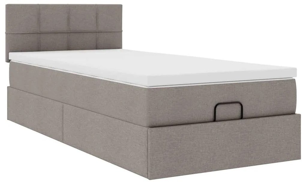 Cama otomana com colchão 100x200 cm tecido cinza