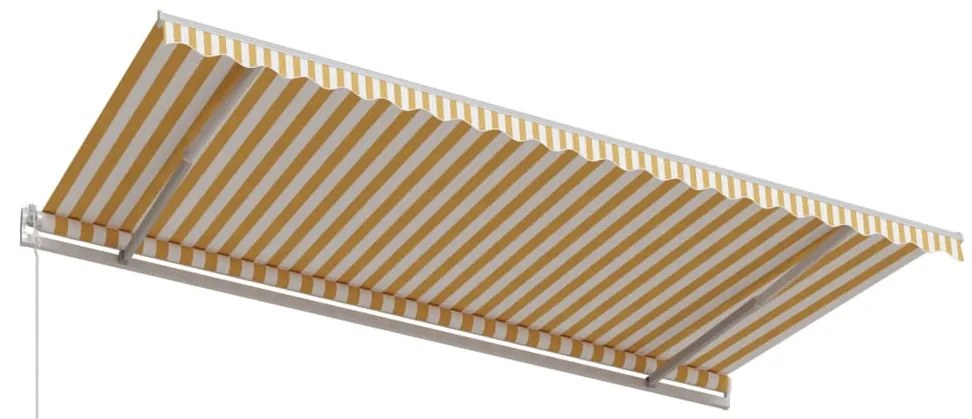 Toldo retrátil automático 500x300 cm amarelo e branco