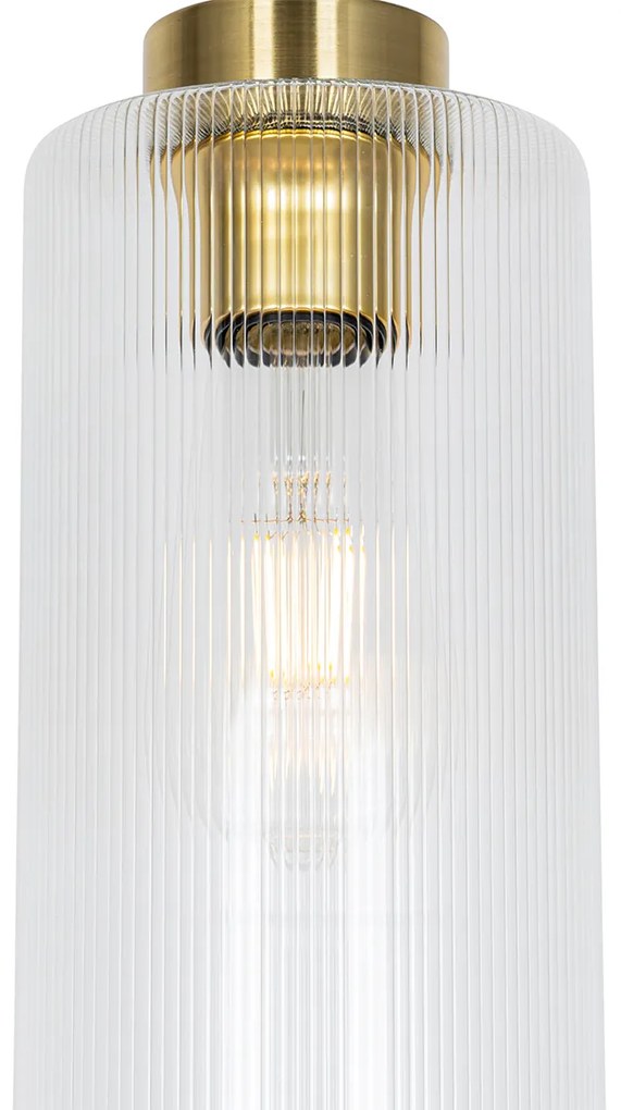 Candeeiro suspenso Art Déco dourado com vidro - Laura Art Deco