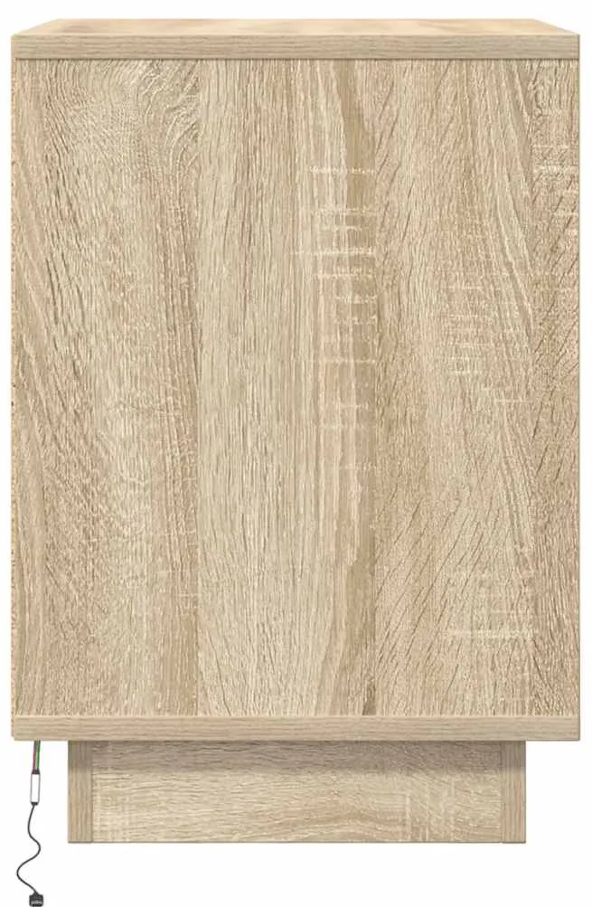 Mesas cabeceira c/ luzes LED 2 pcs 38x34x50cm carvalho sonoma