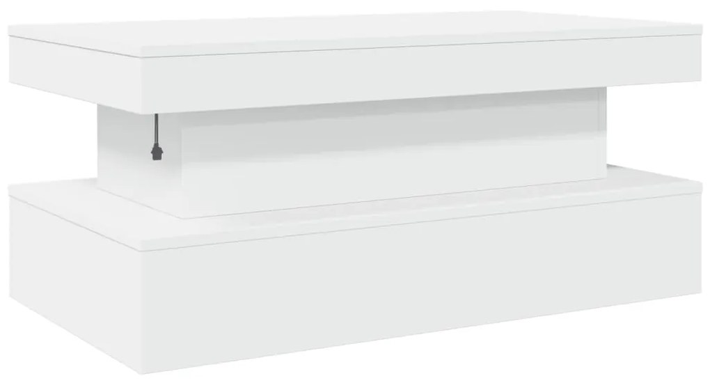 Mesa de centro com luzes LED 90x50x40 cm branco