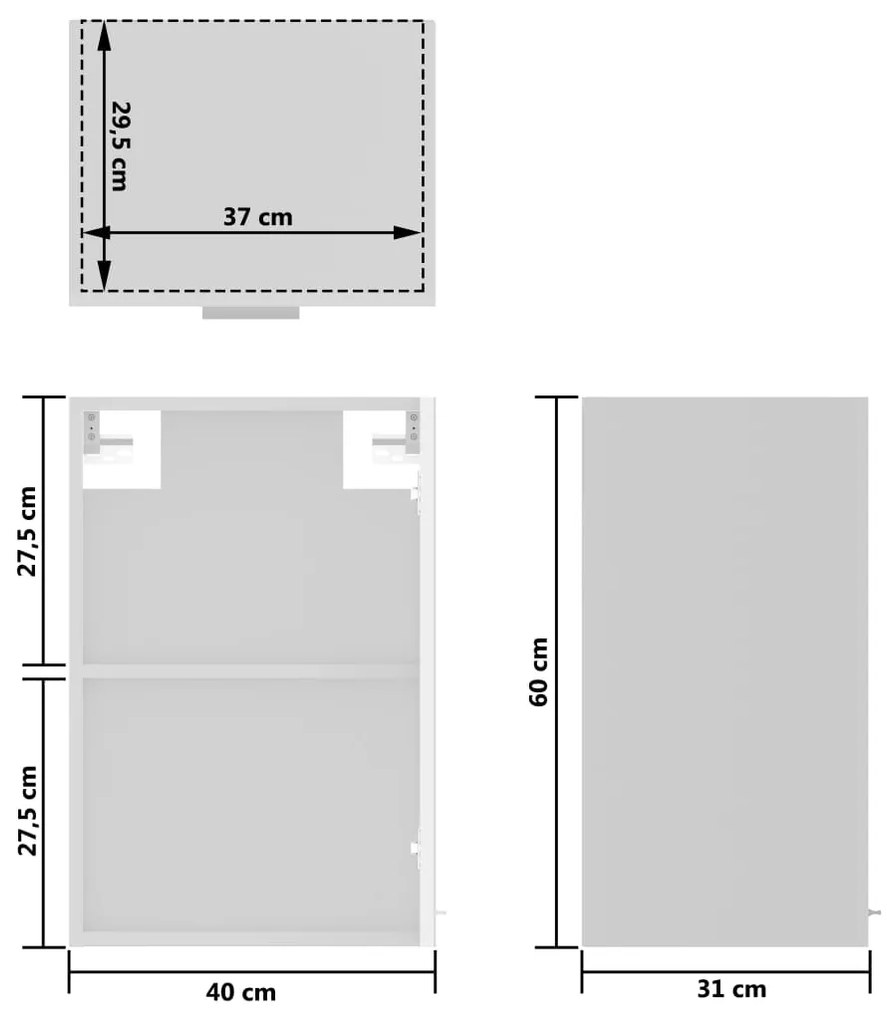 Armário de parede c/ vidro 40x31x60 cm contraplacado branco