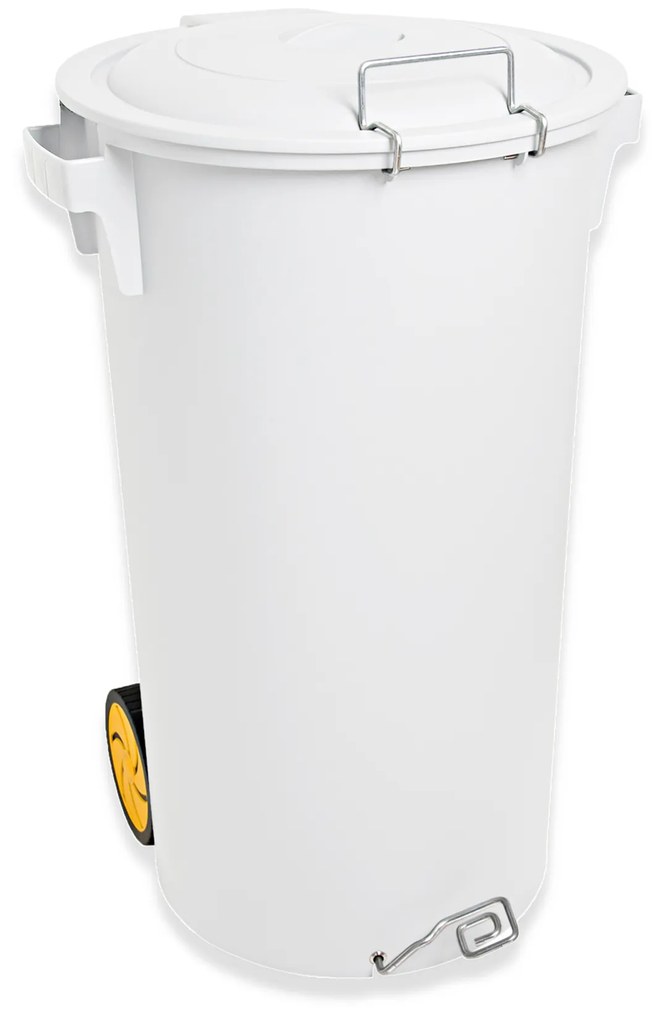 Contentor Lixo com Pedal E Rodas Branco 80l 48X50X80cm