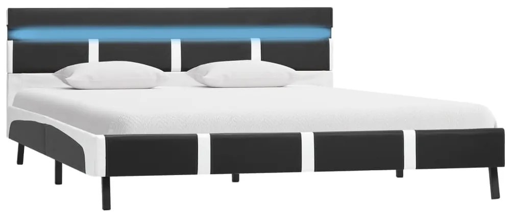Estrutura de cama c/ LED 120x200 cm couro artificial cinzento