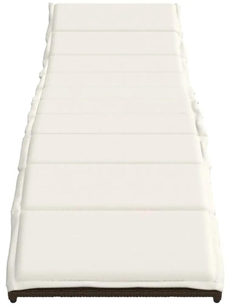 Espreguiçadeira com almofadão 55x199x50 cm vime PE castanho