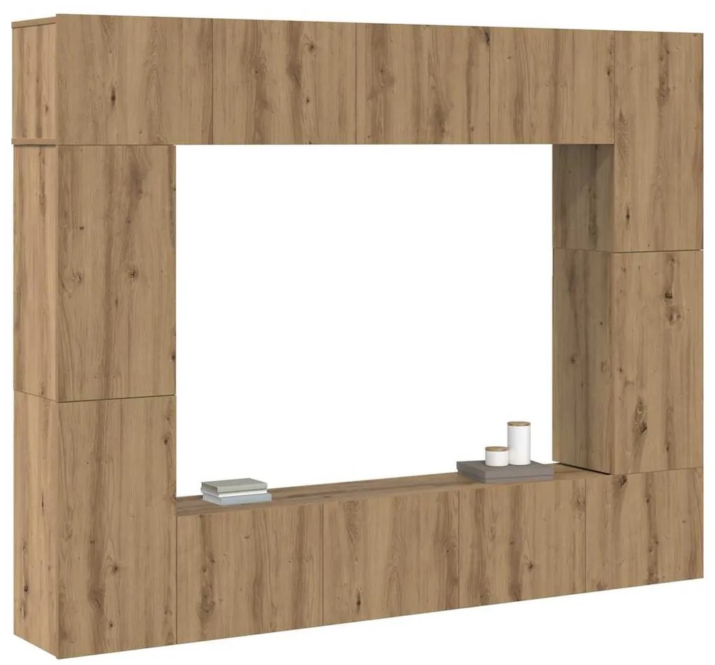 Conjunto de móvel de TV com prateleira 8 pcs carvalho artisiano