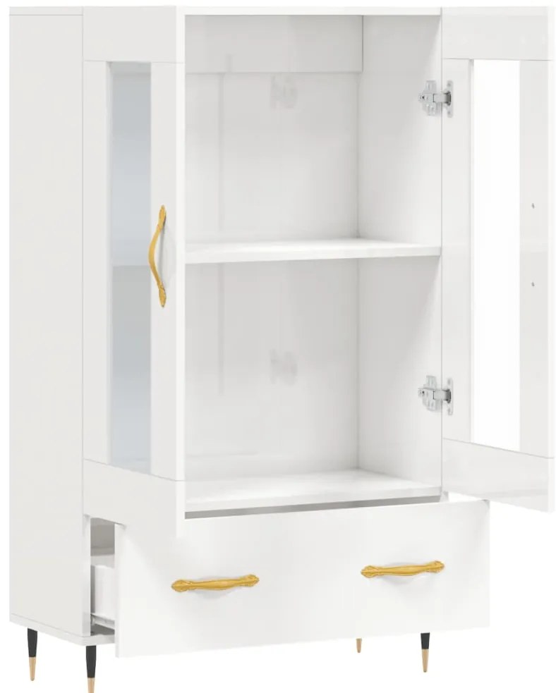 Aparador alto 69,5x31x115 cm derivados madeira branco brilhante