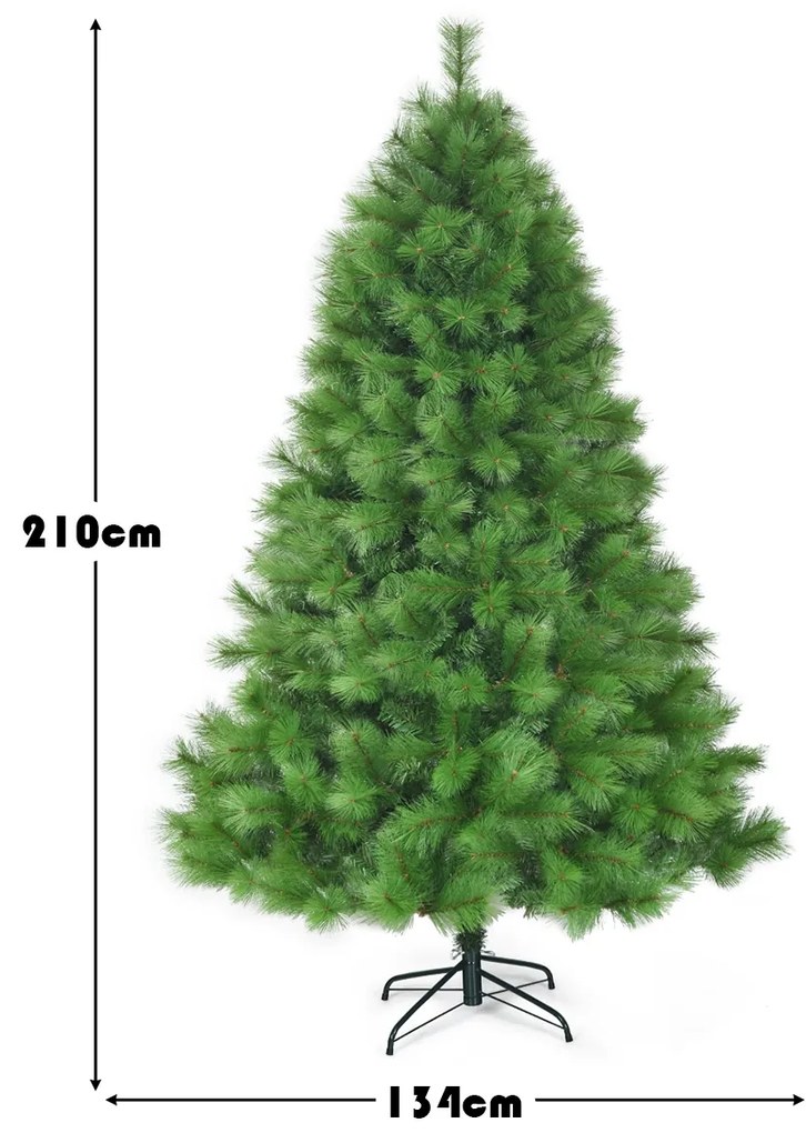 Árvore de Natal 2,1m com 808 ramos em 100% PVC, perfeito como decoração