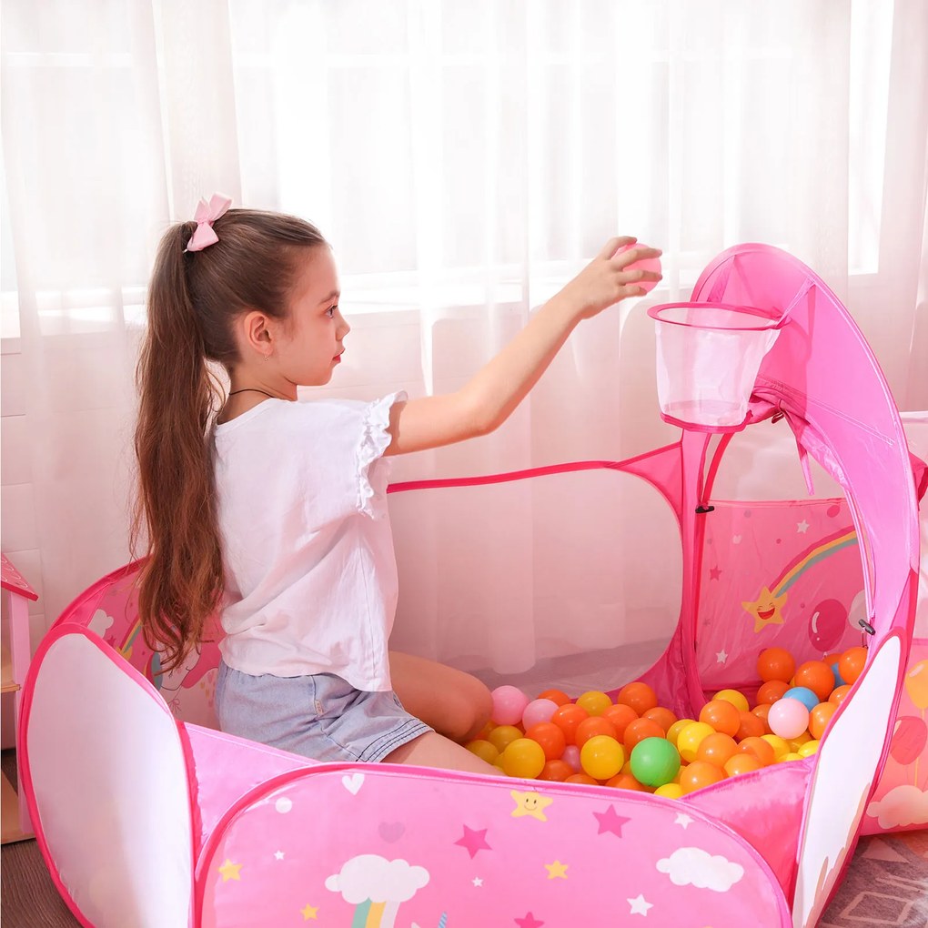 Tenda de brincar 3 em 1 para crianças Cor-de-rosa