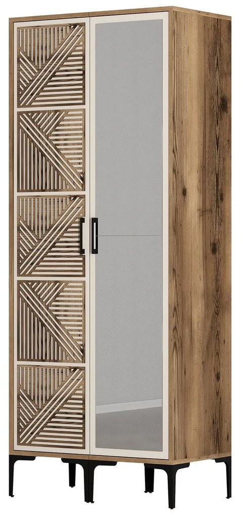 Roupeiro Kumsal PR – Nogueira e Creme – 80x47,5x201,4 cm
