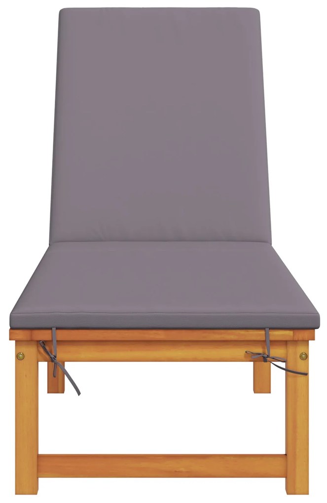 Espreguiçadeira com almofadas cinza claro de madeira sólida de acácia
