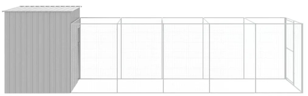 Casota cães c/ parque 214x661x181 cm aço galvaniz. cinza-claro