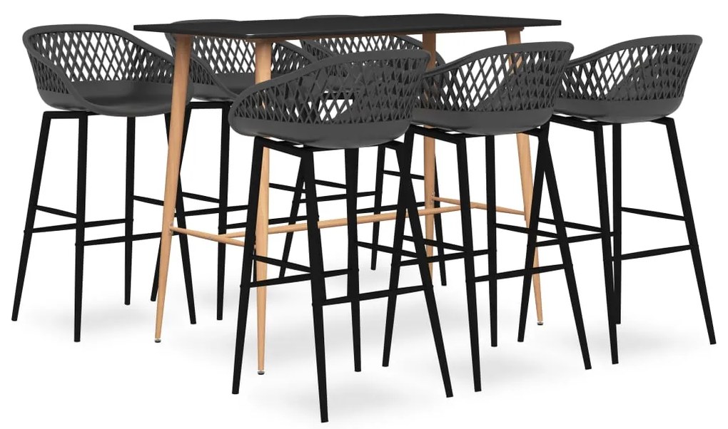 vidaXL 7 pcs conjunto de bar preto e cinzento