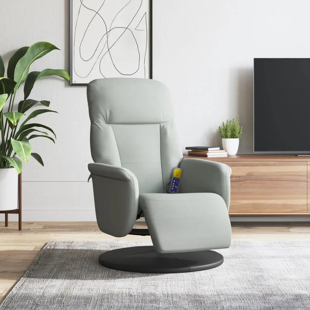 vidaXL Cadeirão massagens reclinável + apoio de pés veludo cinza-claro