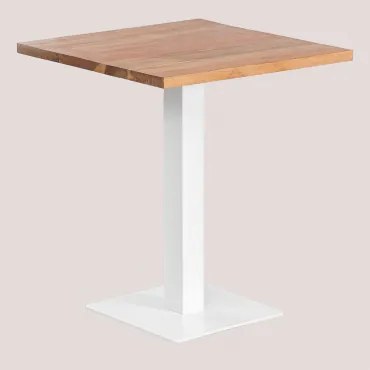 Mesa Bar Quadrada Em Madeira De Acácia Ristretto Branco & ↔︎ 70 Cm - Sklum