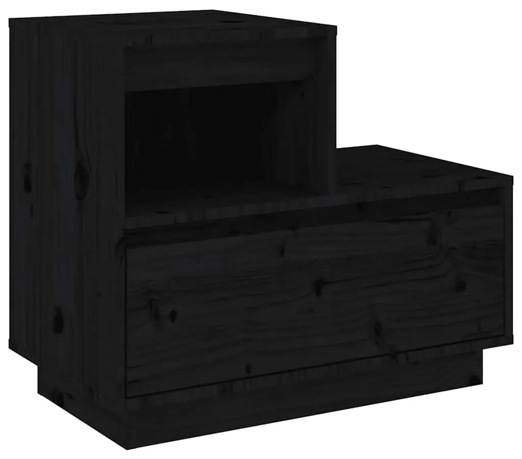 Mesas de cabeceira 2 pcs 60x34x51 cm pinho maciço preto