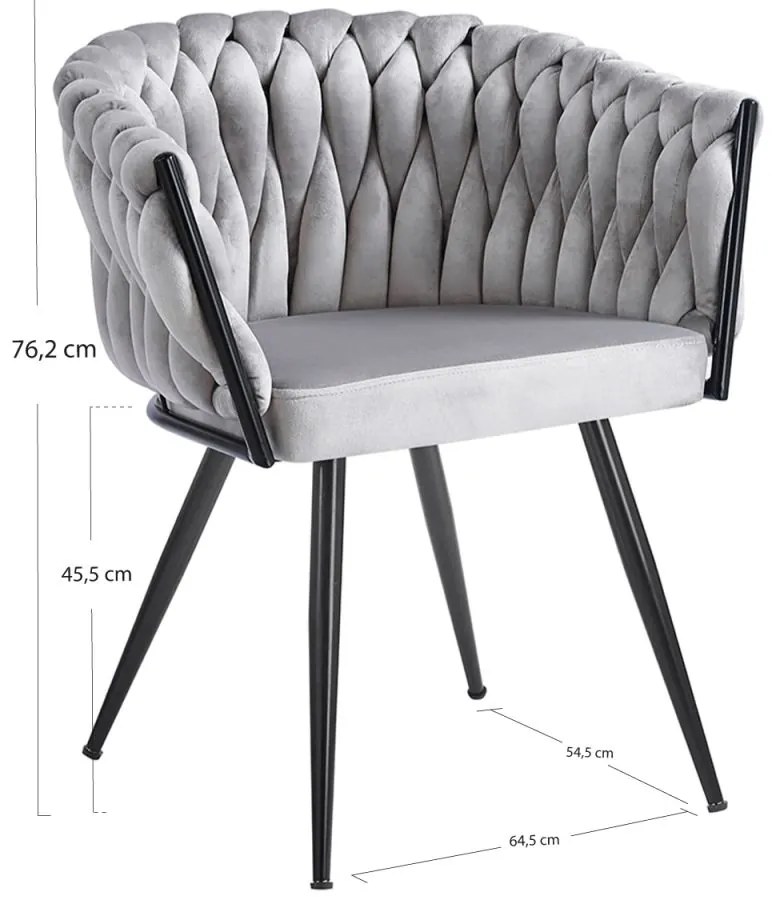 Cadeira Widny Black Veludo - Cinza claro