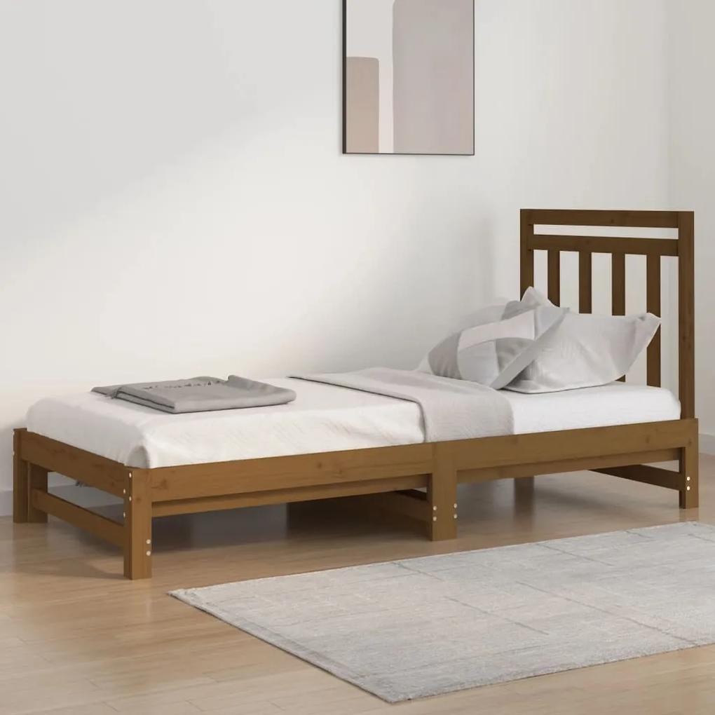 3108350 vidaXL Estrutura sofá-cama de puxar 2x(90x200) cm pinho castanho-mel