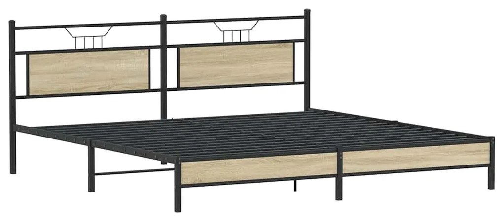 Estrutura de cama sem colchão 200x200cm metal carvalho sonoma
