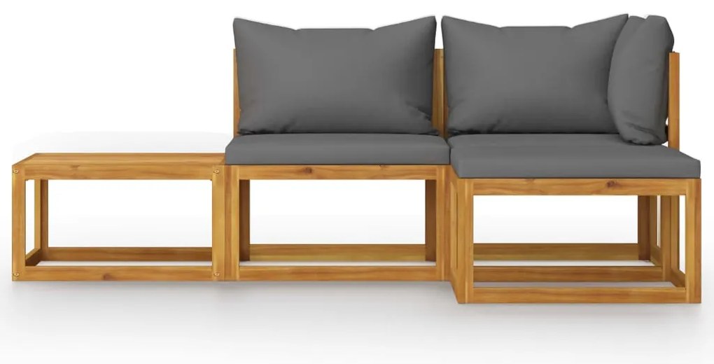 4 pcs conjunto lounge de jardim c/ almofadões acácia maciça