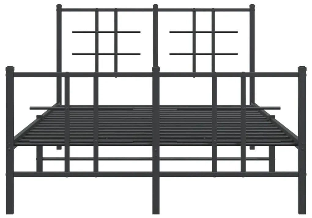 Estrutura de cama com cabeceira e pés 120x190 cm metal preto