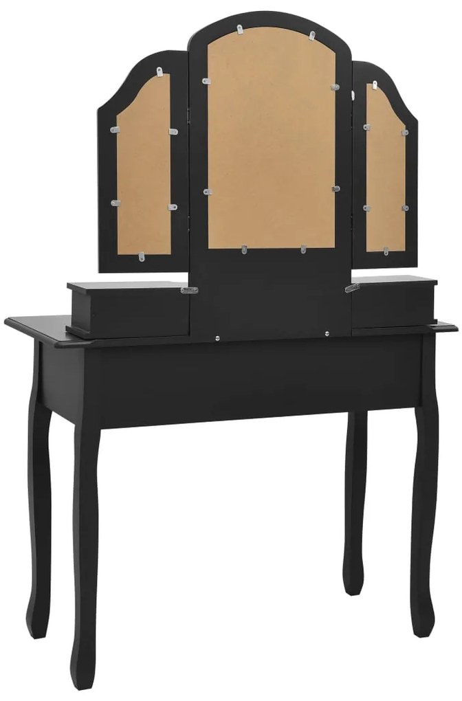 Conjunto toucador c/ banco 100x40x146cm madeira paulownia preto