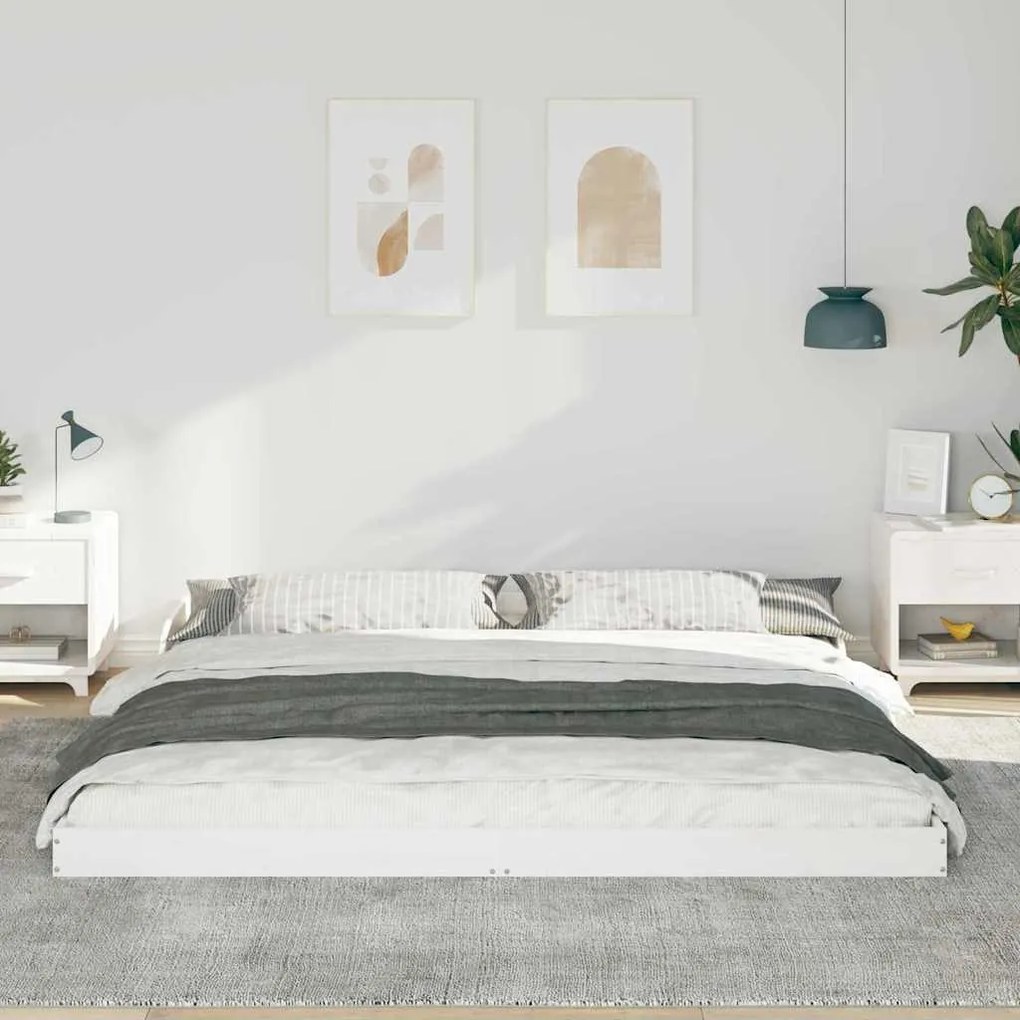 Estrutura da Cama Branco 180 x 220 cm Madeira de pinho maciça