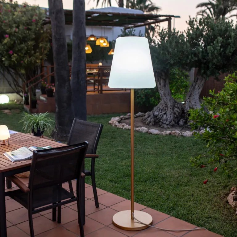 CANDEEIRO DE PÉ JARDIM LOLA SLIM 180 COR  LUZ LED RGB SOLAR + BATERIA RECARREGÁVEL HOTEL, CASA, JARDIM, RESTAURANTE, BAR BRONZE