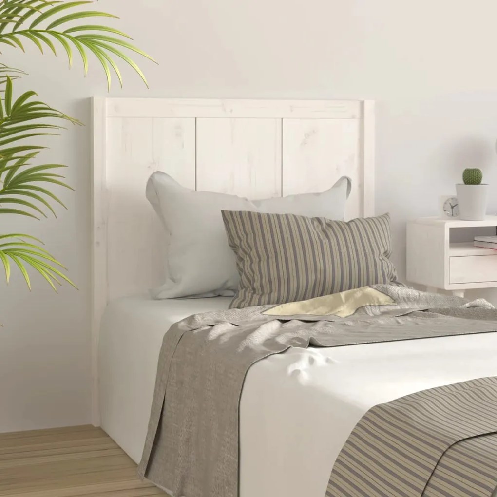 vidaXL Cabeceira de cama 95,5x4x100 cm madeira de pinho maciça branco