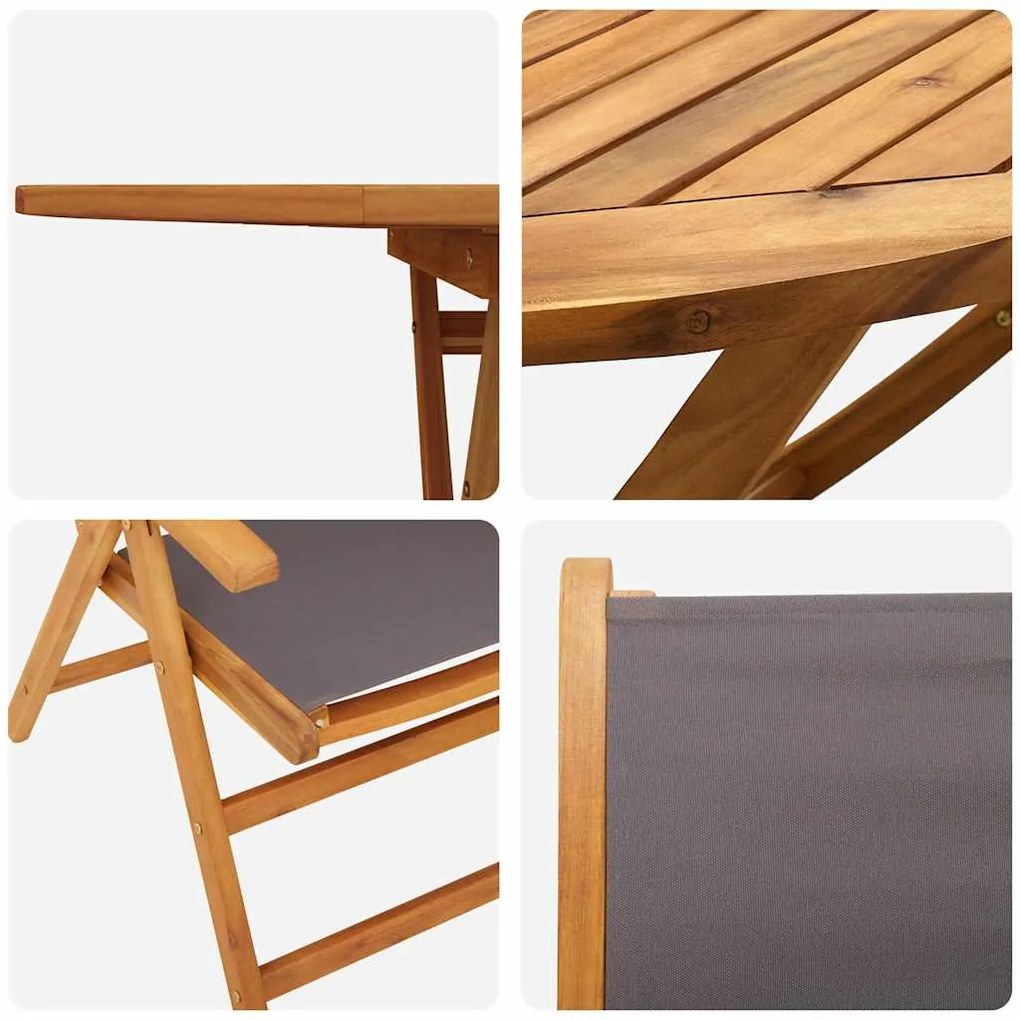 Conjunto de Jantar de Jardim Manual 7 pcs Antracite 6-Pessoas