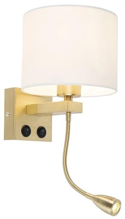Candeeiro de parede Art Déco dourado com abat-jour branco - Brescia