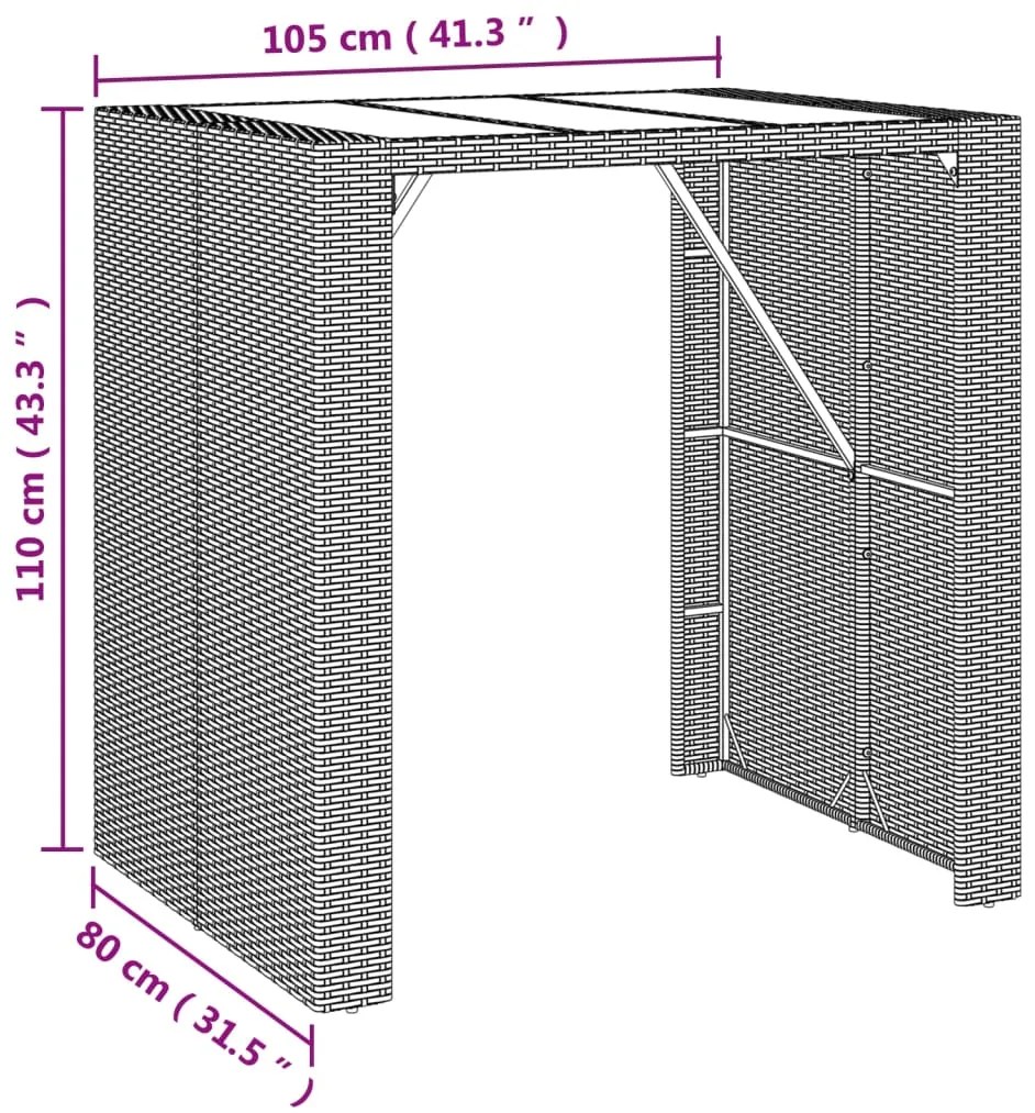 5 pcs conjunto de bar p/ jardim c/ almofadões vime PE castanho