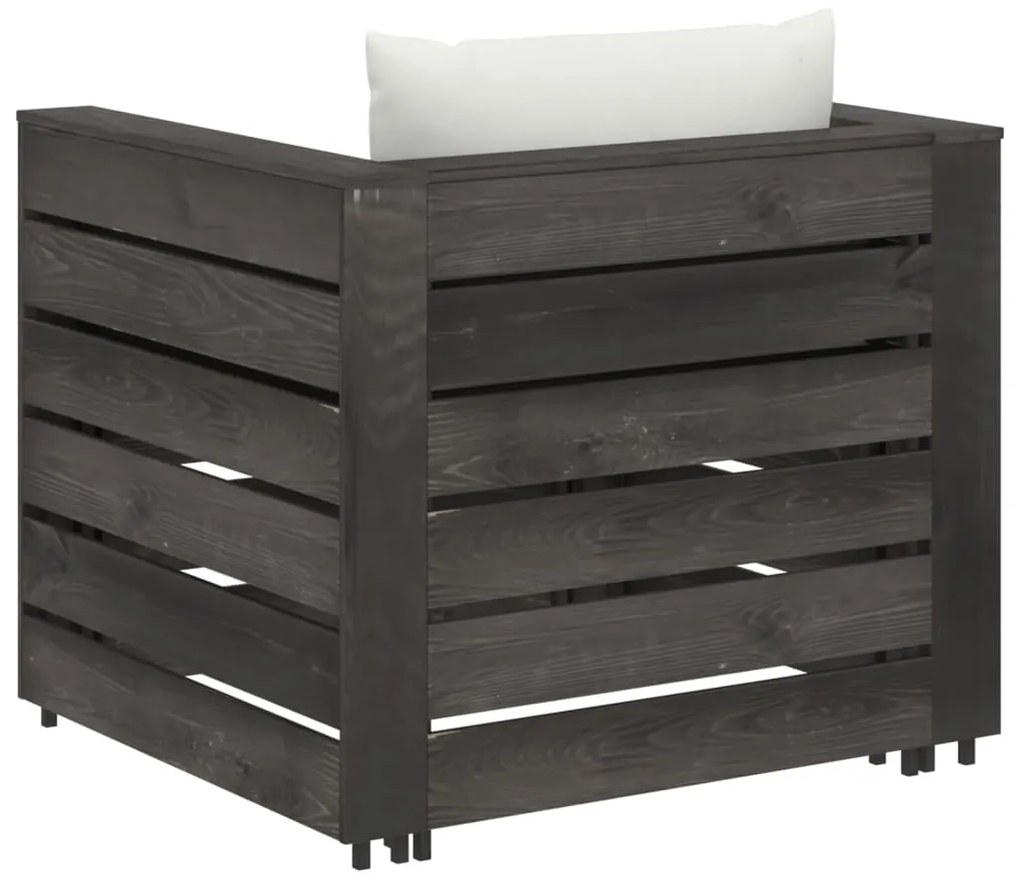 2 pcs conj. lounge jardim + almofadões madeira impreg. cinzento