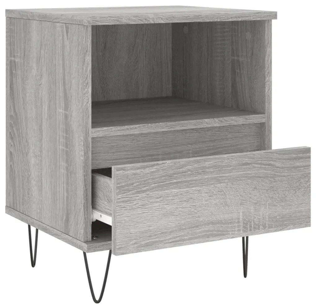 Mesa de cabeceira 40x35x50 cm derivados de madeira cinza sonoma