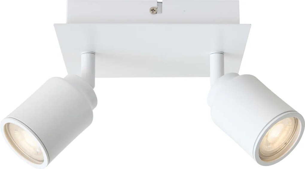 Foco de banheiro moderno branco quadrado 2 luzes IP44 - Ducha